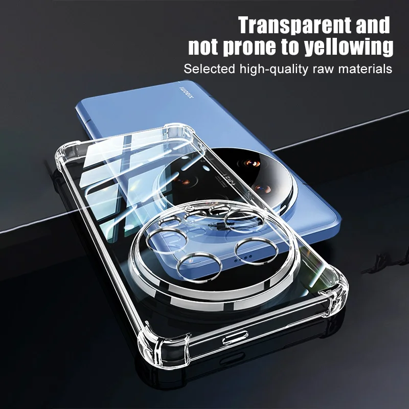 Shockproof Clear Silicone Phone Case For Xiaomi Mi 14 Ultra 13 13T 12T Pro 12 11 12S Lite Airbag Bumper Transparent Soft Cover