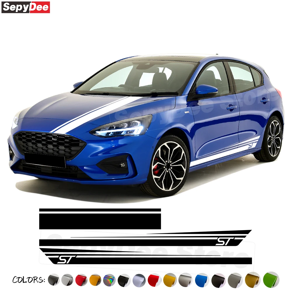 Car Hood Bonnet Door Side Sticker for Ford Focus ST MK1 MK2 MK3 MK4 Auto Body Decor Stripe Kits Vinyl Decal Car Accessories