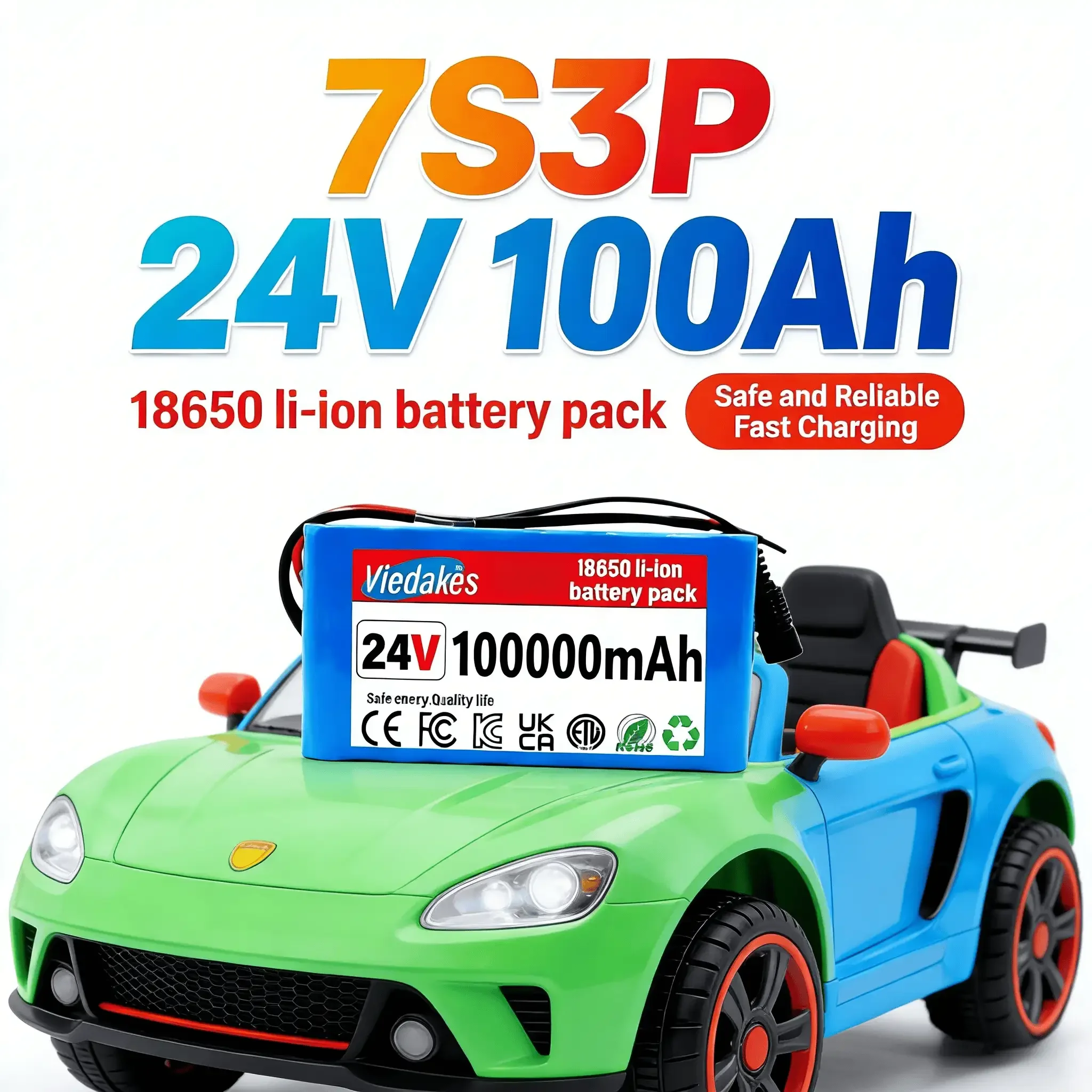 

VIEDAKES 7S3P 18650 24V 100Ah Lithium Battery Rechargeable Energy Storage Battery Pack for Solar Panel Power System