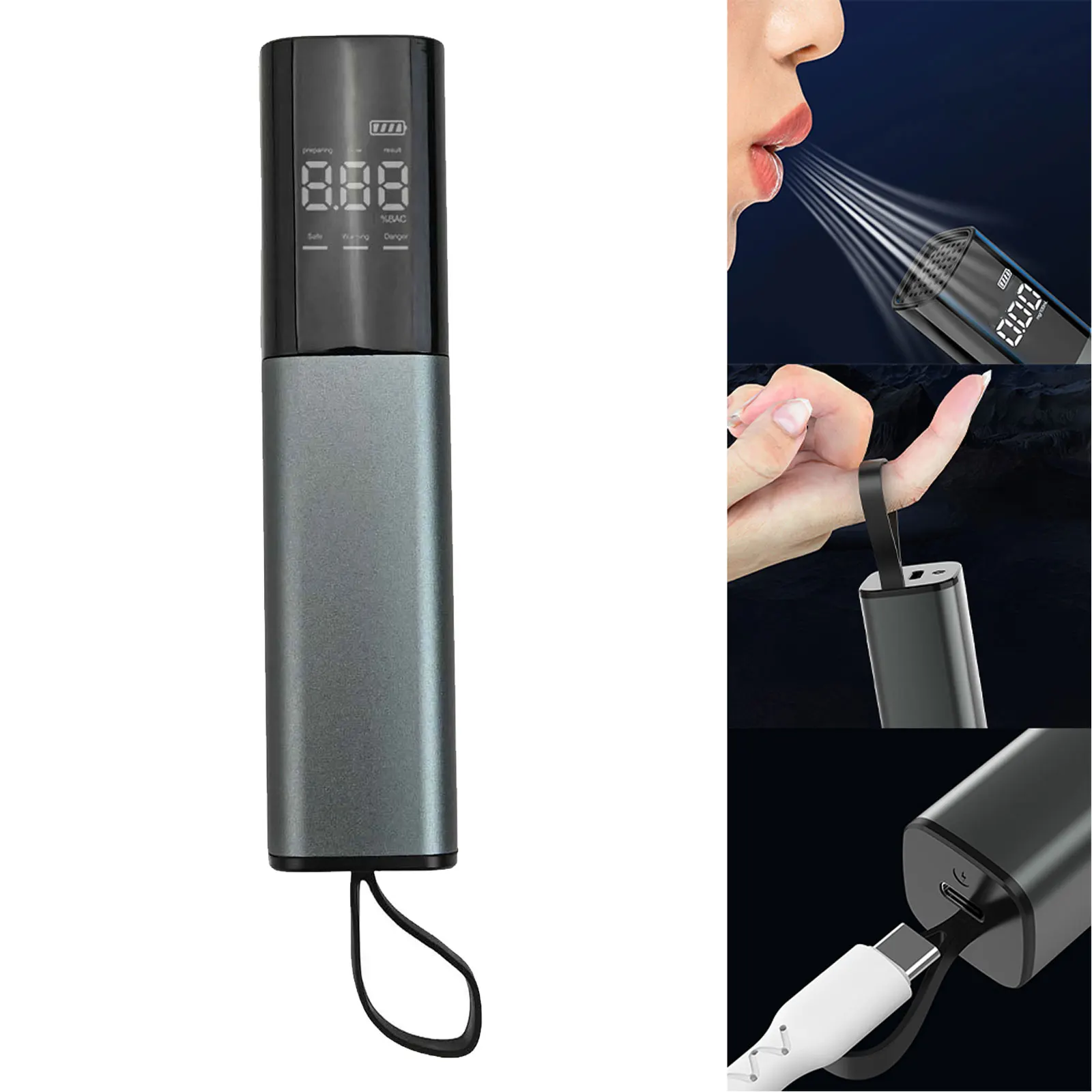 

Portable Alcohol Breathalyzer Tester Power Cord Portable Personal Alcohol Tester Air-blowing Drunk Driving Detection Instrument