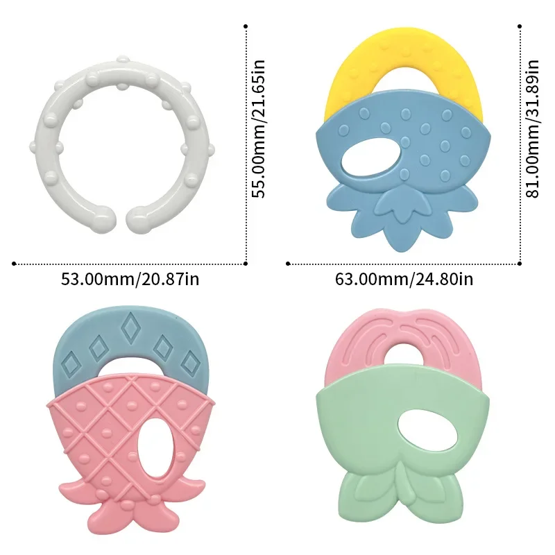 Silicone Teethers for Baby Things Newborn Chews Food Grade Teethers Training Bed Toy Baby Fruit Item Feeding Infant Rattle