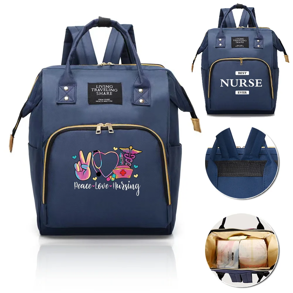 Mochila Maternidade Grande Capacidade Série Enfermeira Estampada: Essenciais de Viagem e Organizador de Itens para Bebê