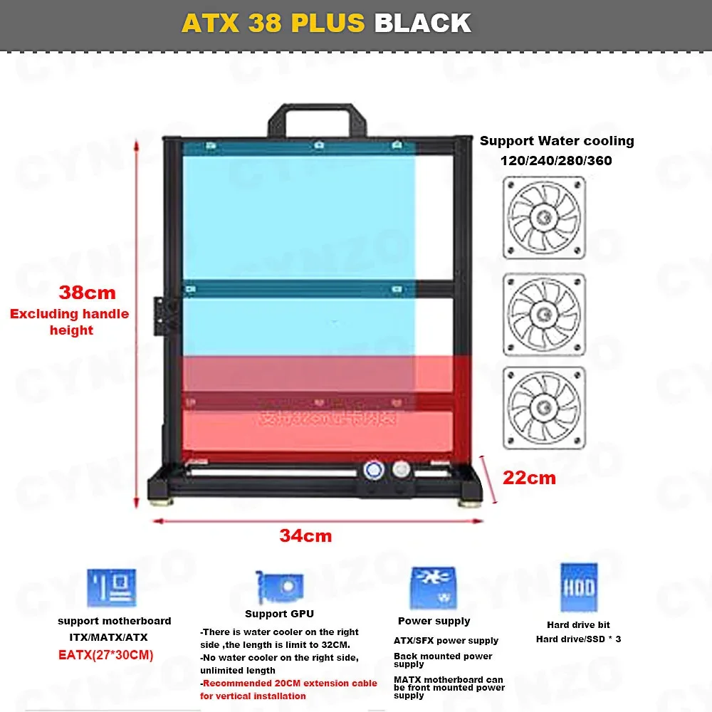 DIY Gamers Cabinet MOD ITX MATX PC Case Open Frame Aluminum Creative ATX EATX Tower Desktop Gaming Computer Chassis Rack