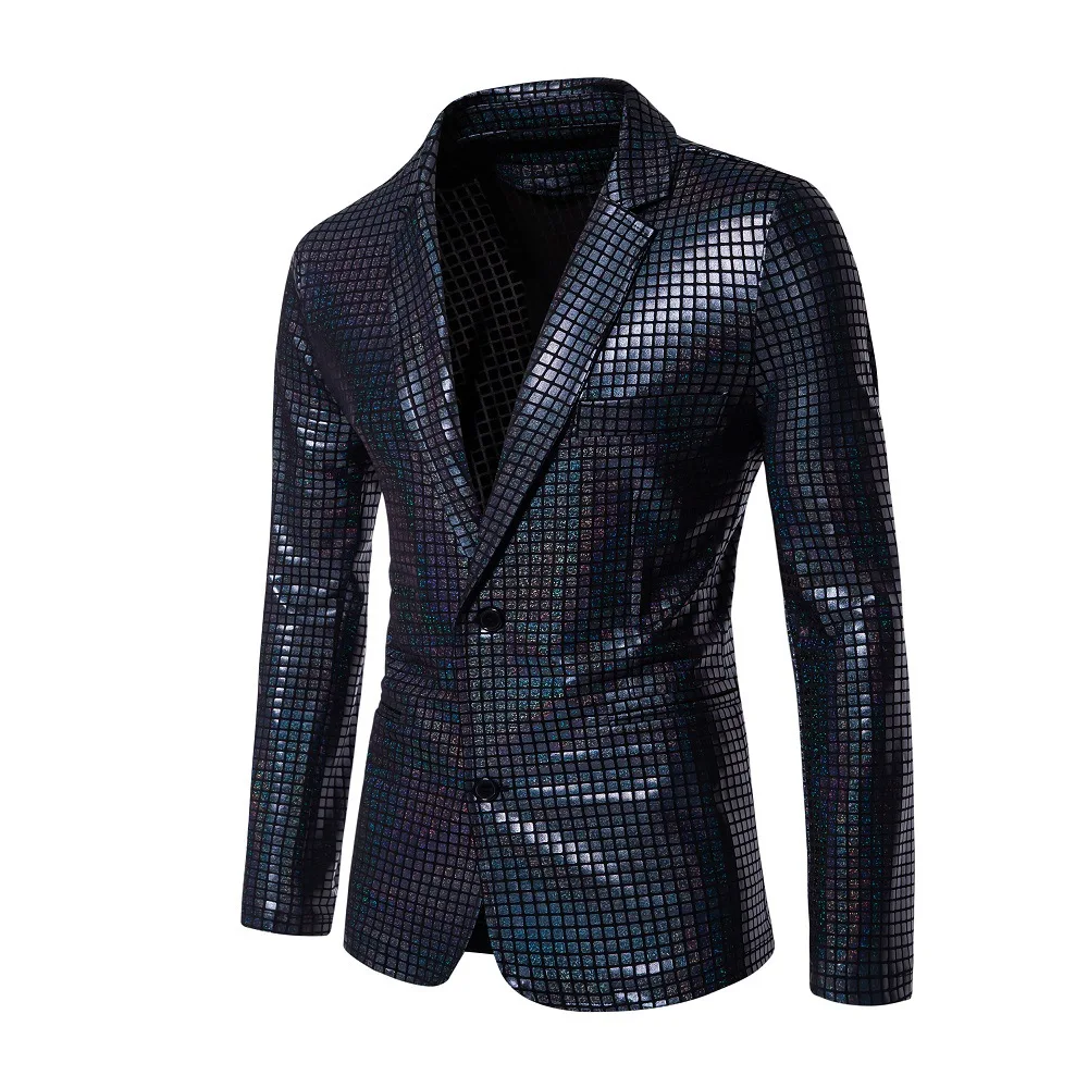 Spring New Rainbow Striped Suit Jacket Men\'s Fashion Blazer Black Blue Silver Wedding Party Dress Coat S M L XL XXL XXXL