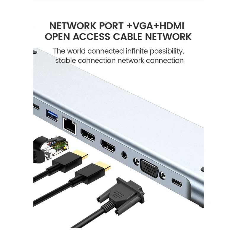 

Док-станция расширения USB C-концентратора 12 в 1, подходит для док-станции расширения ноутбука