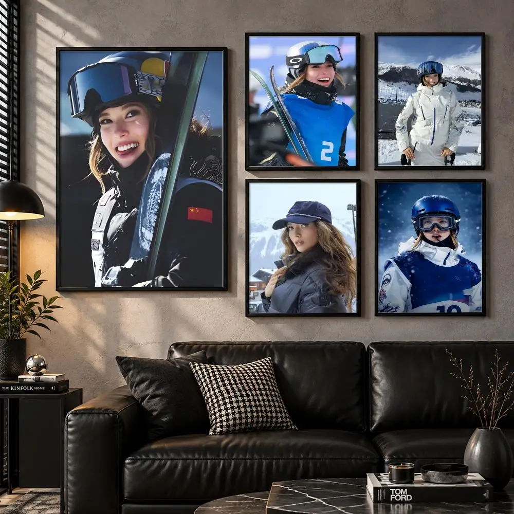 Eileen Feng Gu Freestyle Ski Champion Winter Sports Fashion Icon Poster Aesthetic Unframed Wall Prints for Bedroom & Living Room