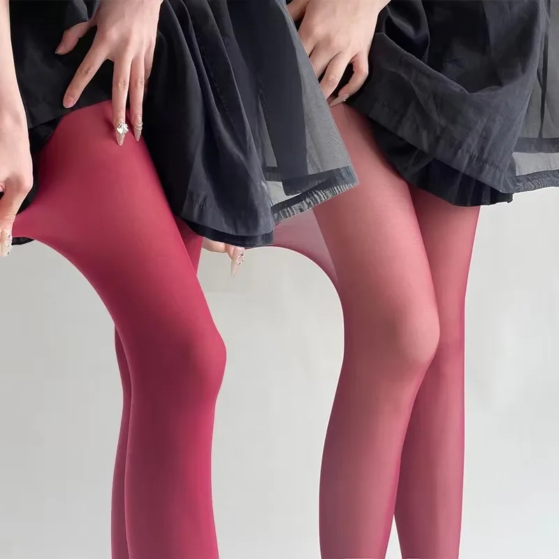 2024 Sexy Wine Red Stocking for Women Burgundy Thin Thick Super Elastic Sexy Tights Anti-Hooker Senior Pantyhose Long Stocking