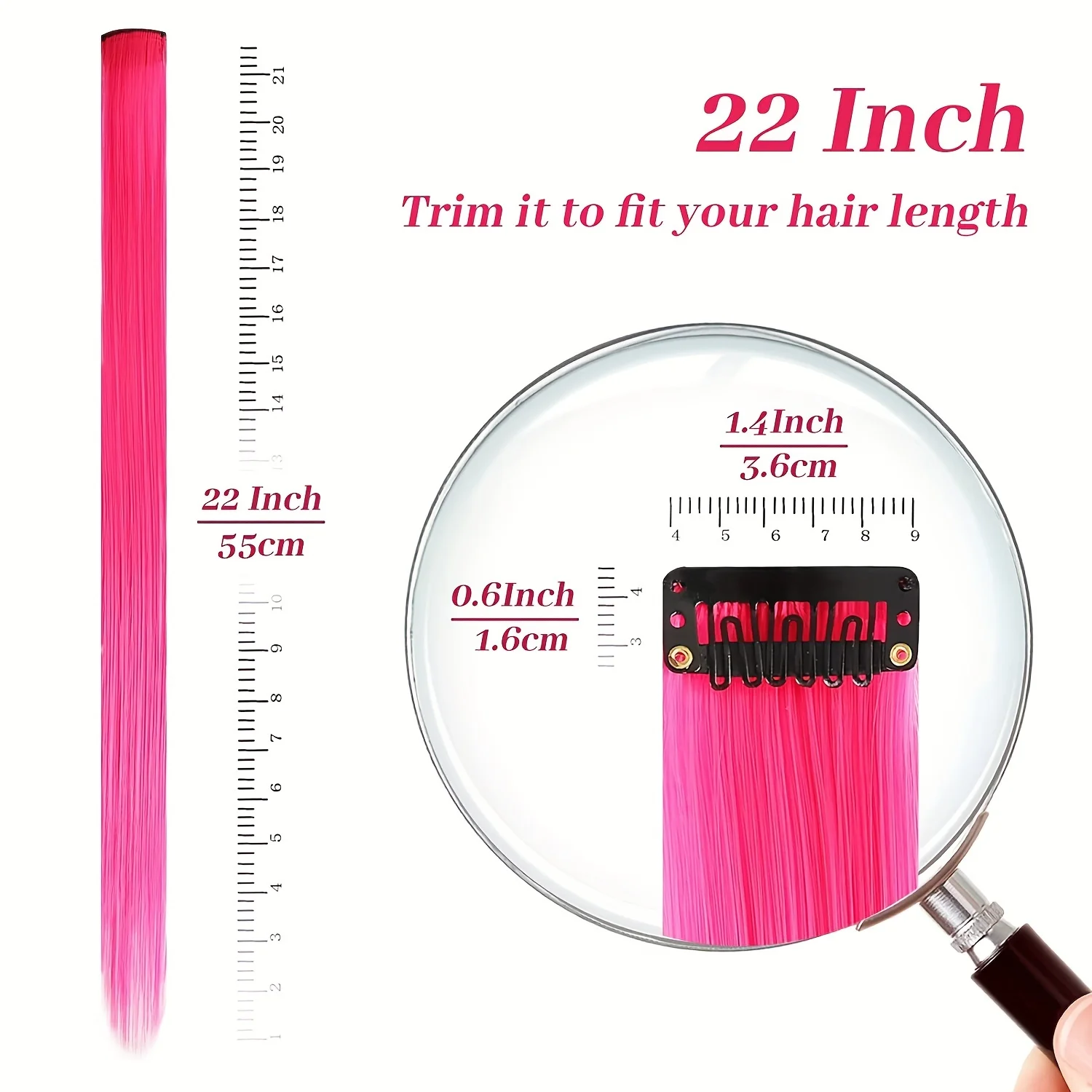 13 Colors Colorful Party Highlight Clip in Straight Hair Extensions for Girls 22 Inch Y2K Multi-Color  Hair Synthetic Hairpieces