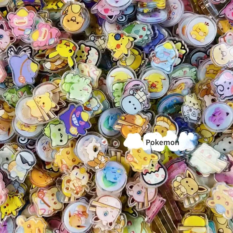 2cm-4cm Pokemon Cartoon Anime Cute Periphery Pikachu Eevee Psyduck Random Acrylic Handmade DIY Keychain Shake Music Phone Case