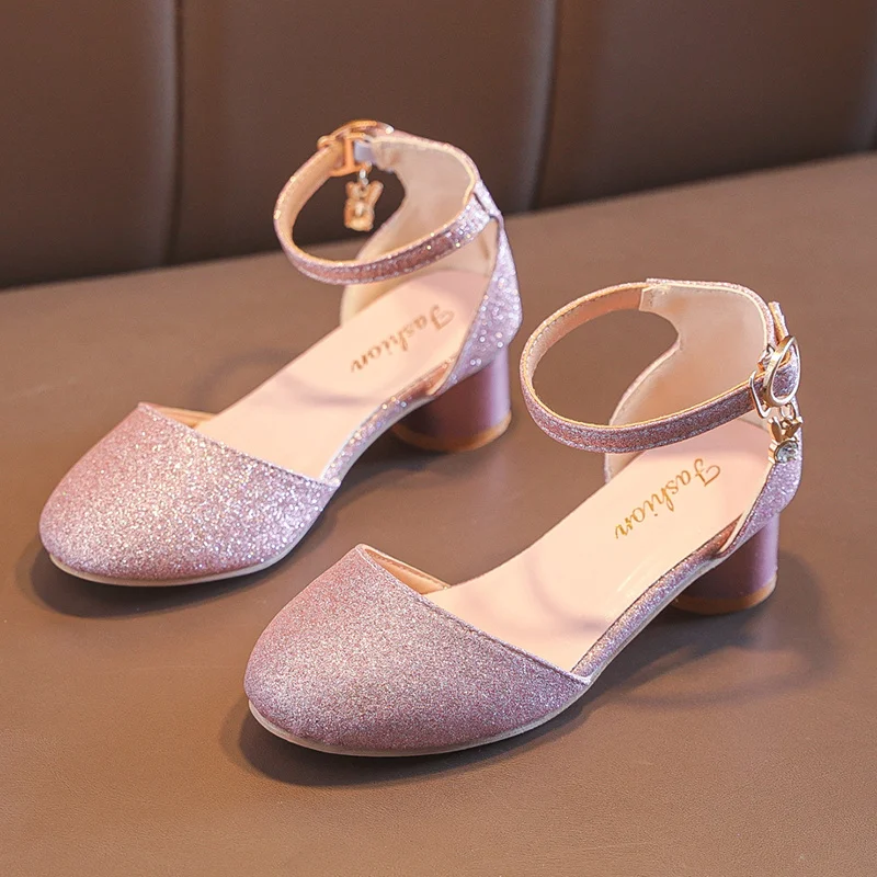 Baby Girls Princess Shoes Sparkling Stage Elegant Cute Kids Sandals Comfortable Heels Catwalk Fashion Spring/summer Students