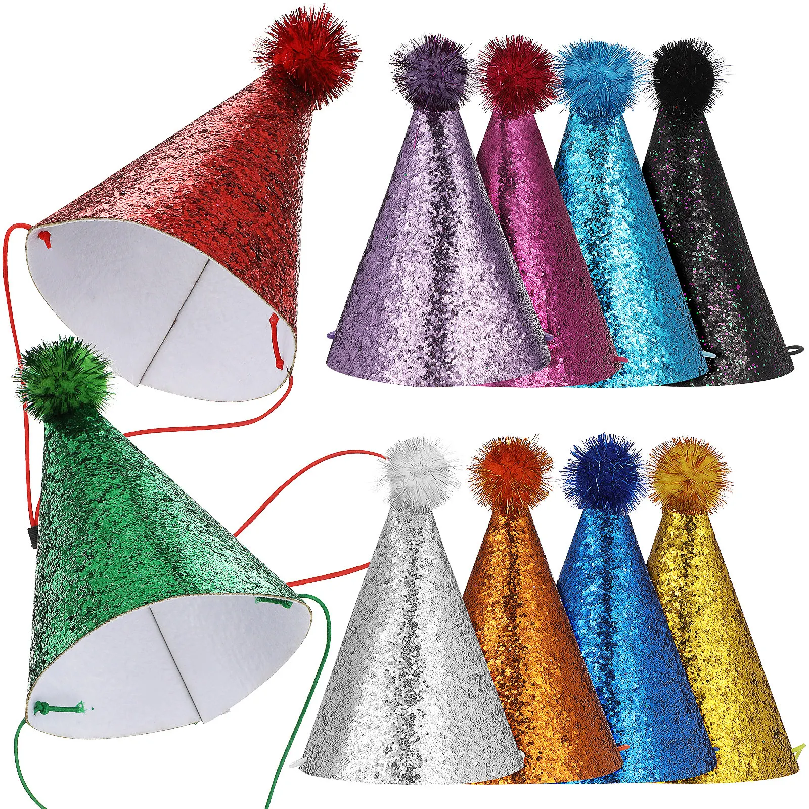 Party Hat Cone - 10 Adet Parlak Parti Koni Şapkası