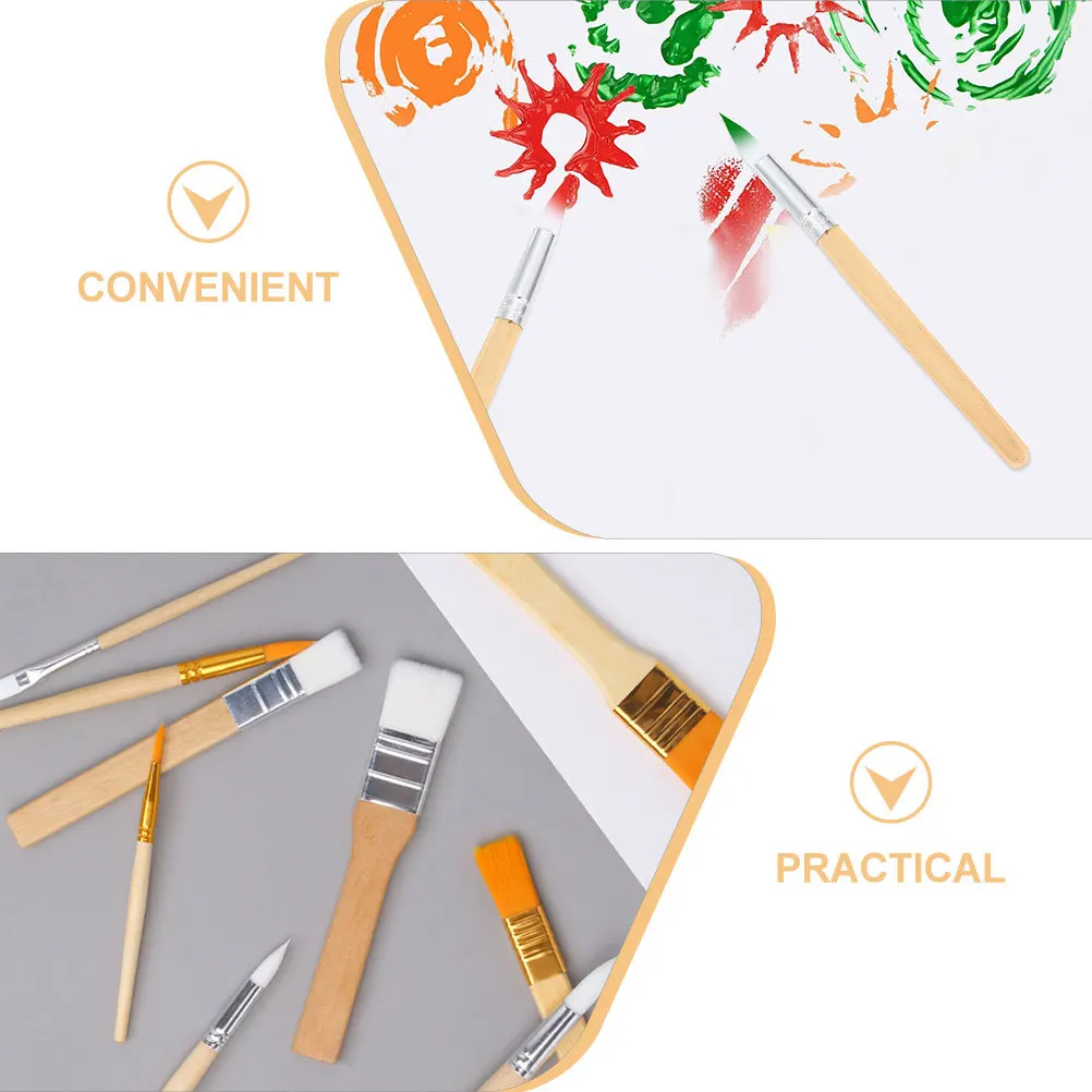 

12pcs 'S Painting Brush Set Wood Handle Nylon Bristle Wear-Resistant Watercolor Brush For Daily Practice Artist Drawing