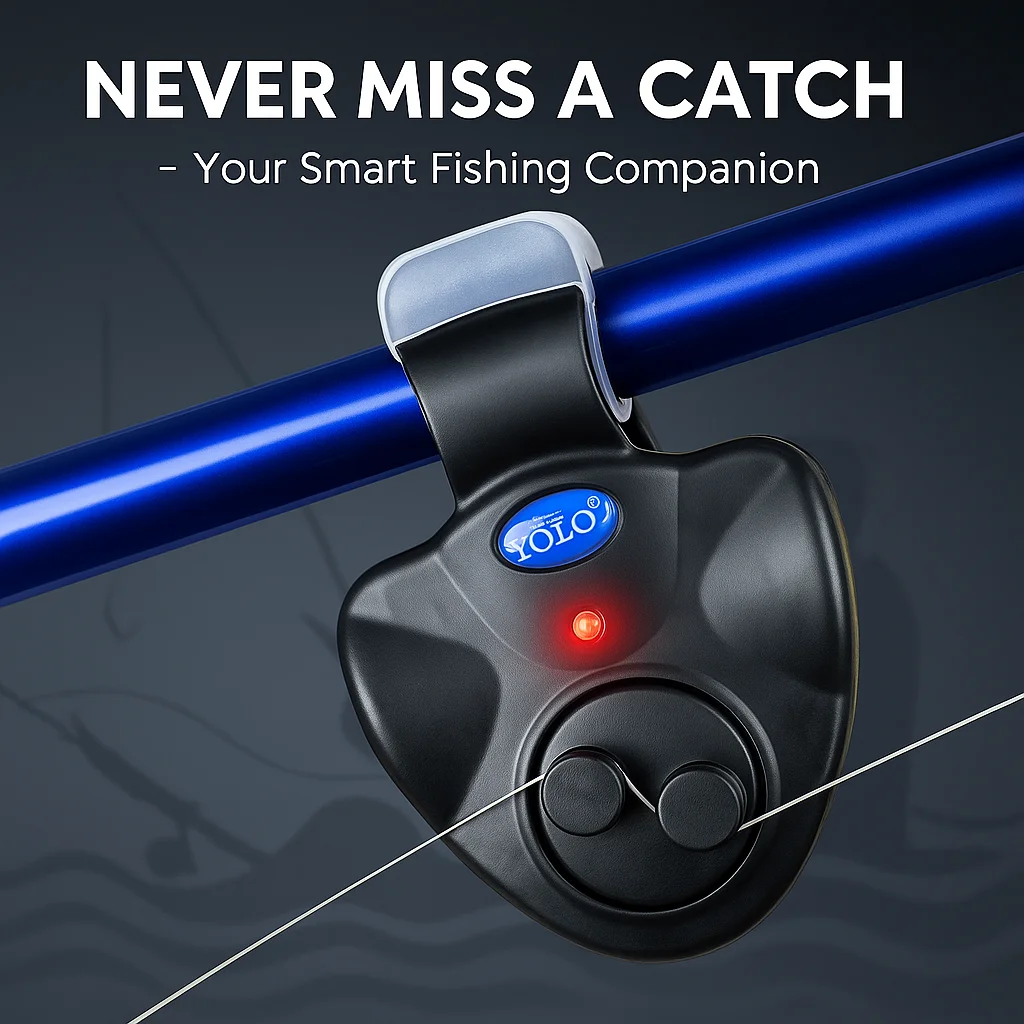 electronic fishing pole alarm Rod Bite  Buzzer with Bright LED Indicator Fishing Pole Alarm Guide: Buzzer