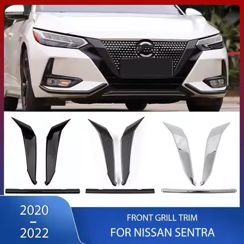 3Pcs/Set Front U Shape Grill Frame Cover Grille Trim Sticker Glossy Black Garnish Strip U Grid For Nissan Sentra 2020 2021 2022