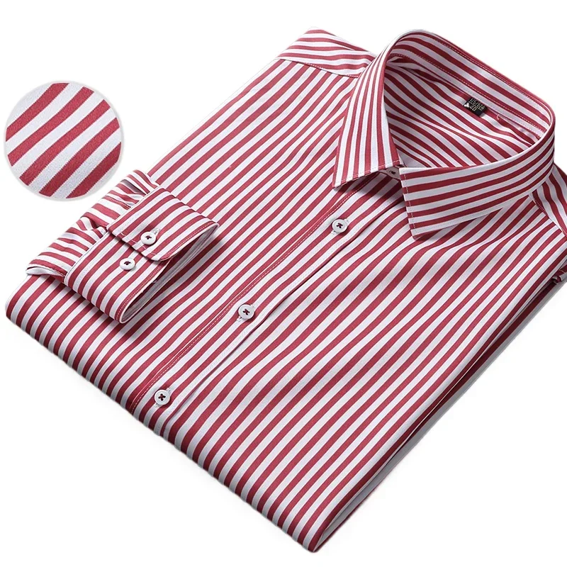 

TFETTERS Fine Plain Cloth Shirts Men 95% Polyester 2025 Spring Casual Turn-down Collar Shirts Men Business Work Man Clothes