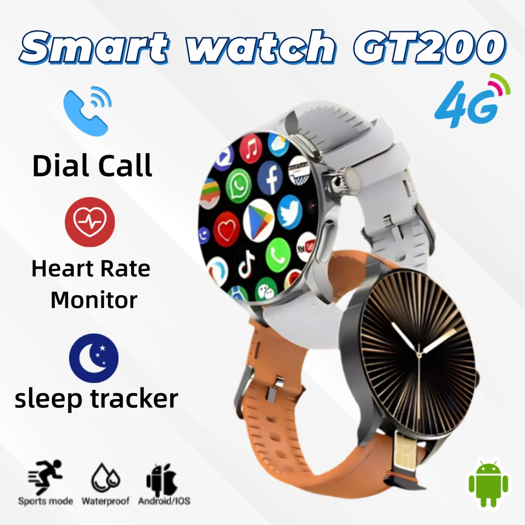 

New Android Smart Watch Gt200 4G Network 32GB Storage HD Dual Camera NFC Payment 2G/4G Dual SIM GPS+WiFi+Wireless Charging
