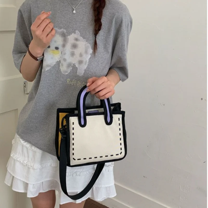2d Manga Mini Canvas Crossbody Bag Women's Y2k Cartoon Handbag Single Shoulder Handbag Harajuku Anime Aesthetic Casual Bag - view 3