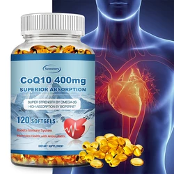 CoQ10 Capsules 400mg - Supports Energy Production, Heart, Cardiovascular Health, Promotes Blood Circulation, Antioxidant