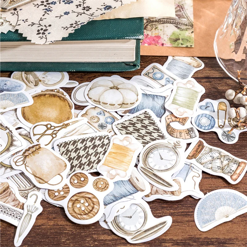 45 pcs/lot Mini Boxed sticker Tailor Shop Series Vintage Creative art hand tent decorative material collage stikers