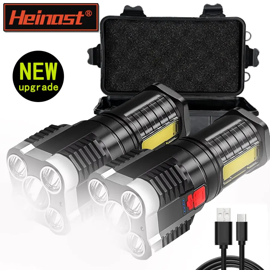 5 مصابيح LED عالية الطاقة مصابيح كاشفة للتخييم قابلة لإعادة الشحن مع ضوء جانبي 3 أوضاع إضاءة للتخييم والمغامرة في الهواء الطلق #1