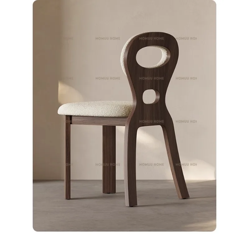 

Medieval Style Solid Wood Dining Chair Modern Simple Small Apartment Dining Table Chair Italian Retro Negotiation Backrest Chair