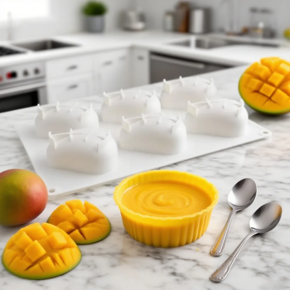 1Pc Cake Molds Baking Dessert Jelly Ice Cream Party Pastry 3D Mango Shapes Silicone Mold Kitchen Food Grade Dessert Baking Tools