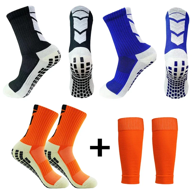 A Kits Anti Slip Soccer Grip Sock High Elasticity Football Shin Guards Sleeves Adults Kids Sports Legging Cover Protection Gear