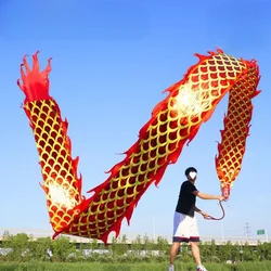 6M Golden Dragon Dance Ribbon Poles Sports Game Athletic Carnival Square Performance Toys Group Activities Prop