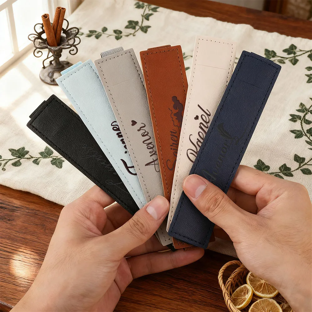 

Personalized PU Elastic Pen Case with Name,Holder for Fountain Pens Pencils Markers,School Office Desk Organizer Stationery Gift