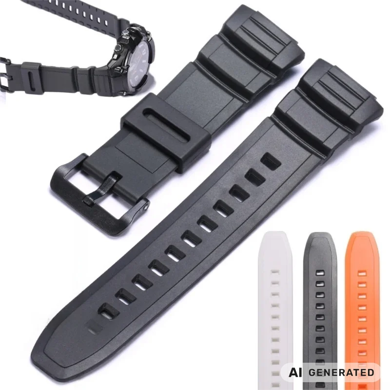 Resin Strap Band Suitable For Casio MCW-100H W-S220 HDD-S100 AE2000W Men's 16mm Rubber Black Wristband Sport Waterproof Bracelet