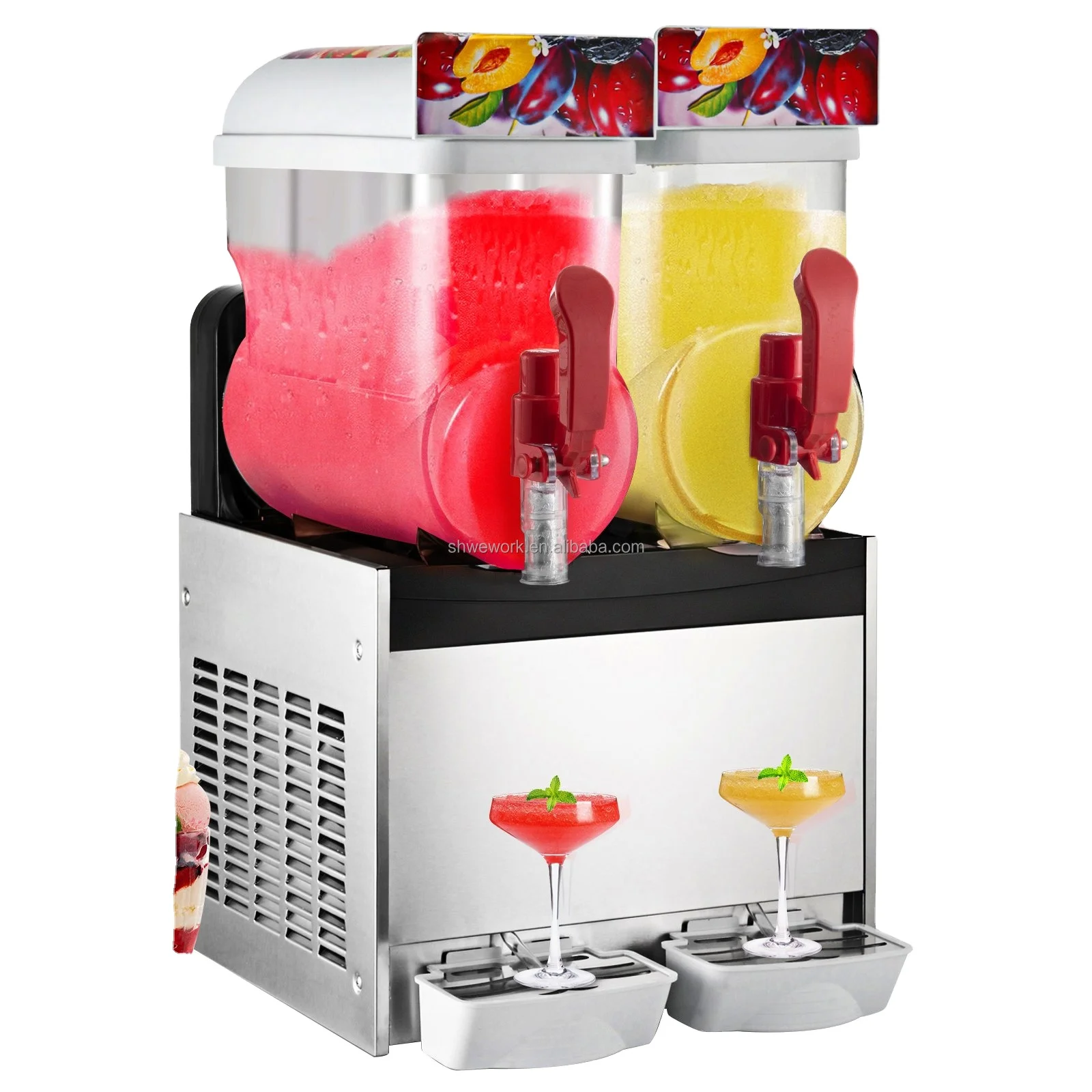 

WeWork Commercial Slushy Machine Double Tanks Margarita Machine 15Lx2 Bowls Smoothie Frozen Drink Maker Slushie Machine