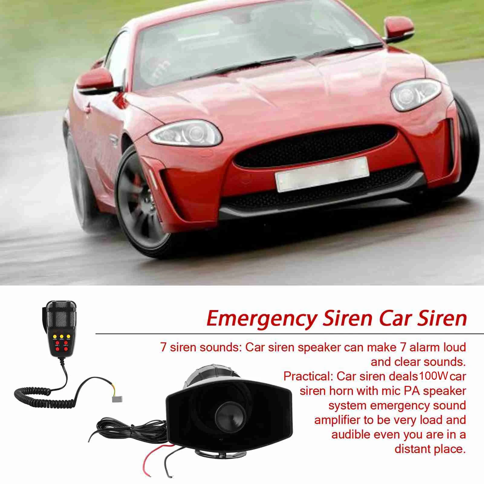 إنذار القرن المتكلم 7 صفارة الإنذار الأصوات 12 فولت 100 واط إنذار سيارة القرن صفارة الإنذار مكبر صوت PA نظام الميكروفون 200dB مكبر للصوت في حالات الطوارئ #1