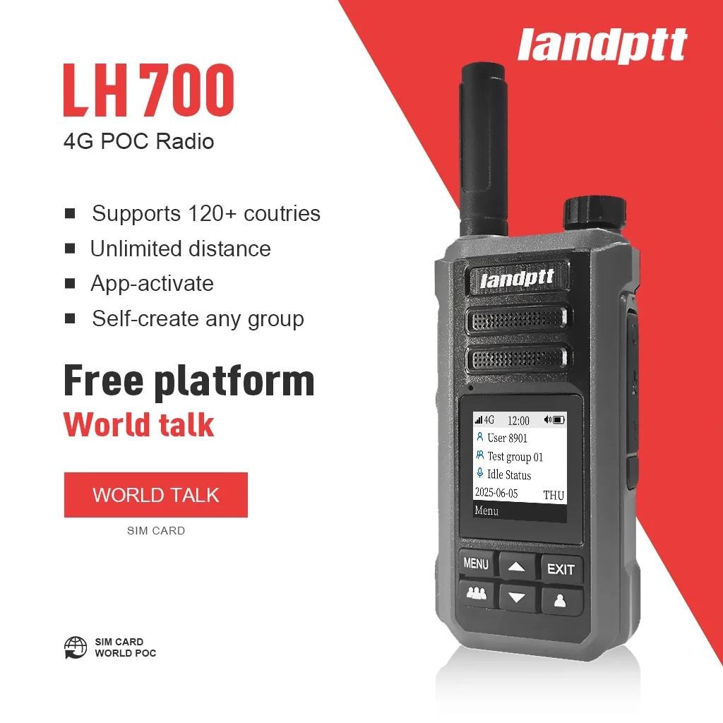 

Landptt 4G POC Radio PTT Walkies Talkies World Range With SIM Card Wideband Free Platform Long Distance Radio Communicator