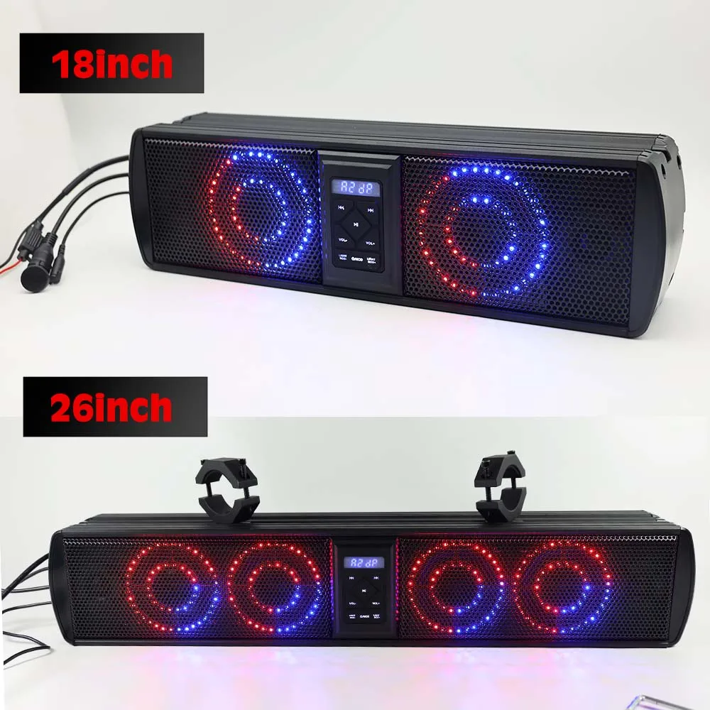 26 "6 مكبر صوت IP65 ATV UTV Sound bar AUX Bt LED صوت السيارة على الطرق الوعرة لسيارات الجولف وعربات المشاهدة معالم المدينة
