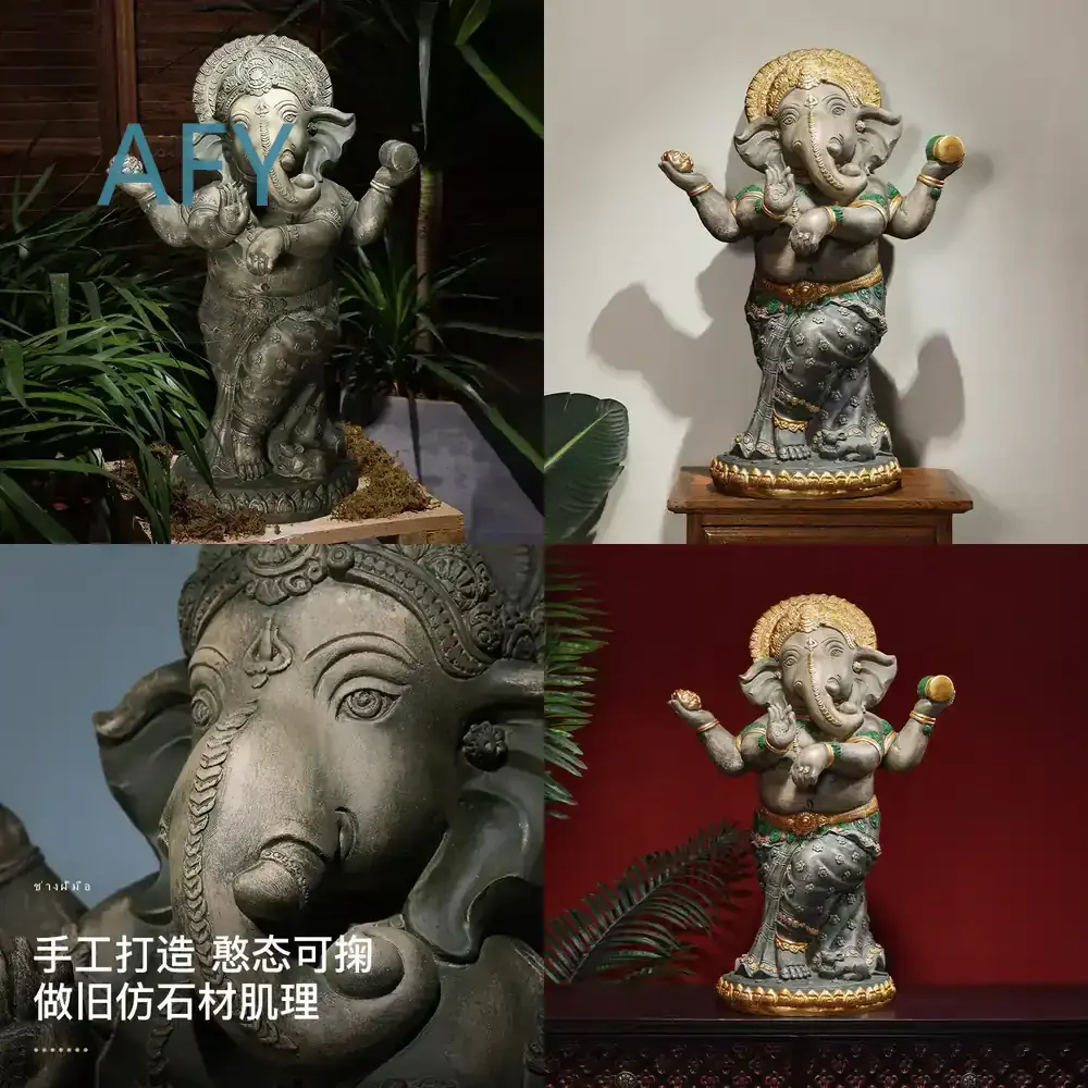 Resin Ganesha Decoration Statue for Southeast Asian Style Home Decor for Thai Craft Art for Traditional Thai Elephant God