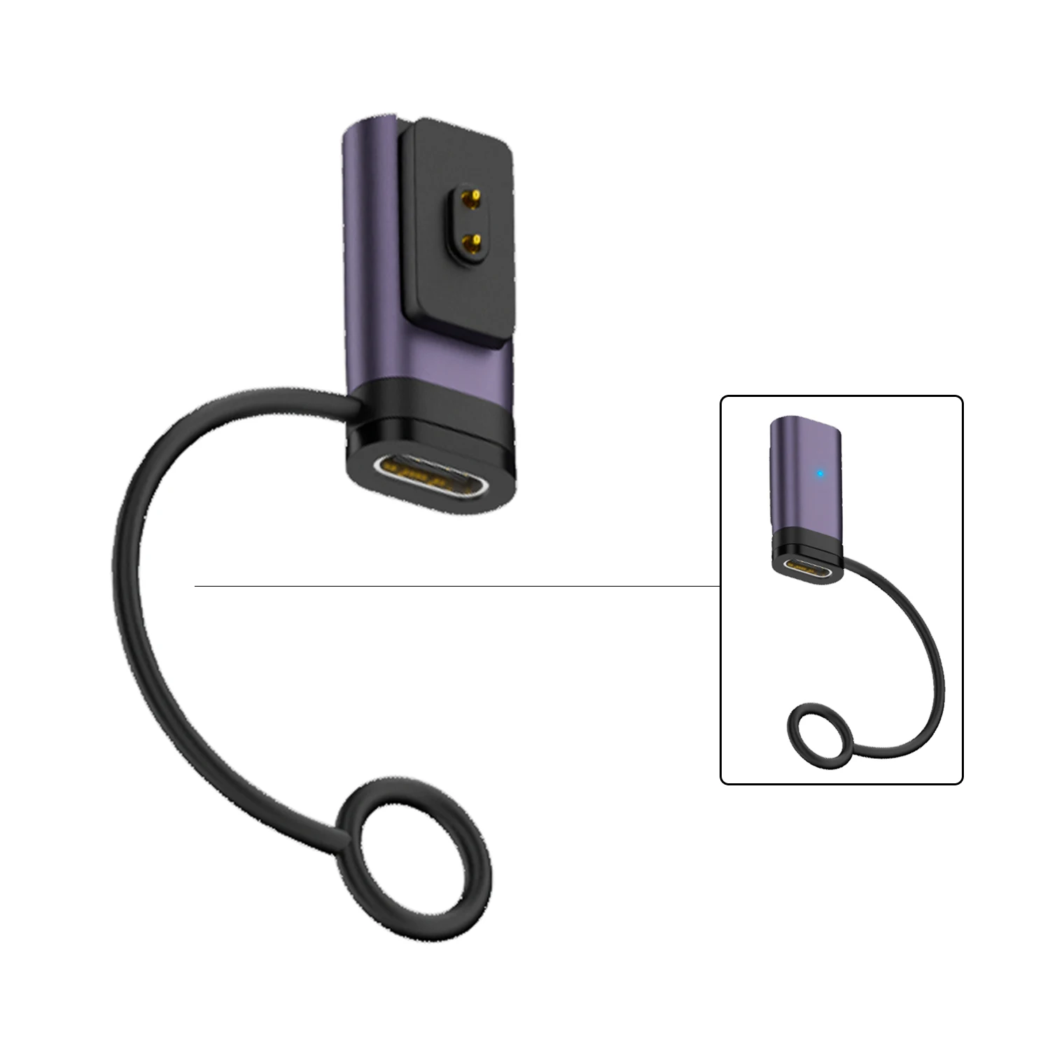 Magnetic Charging Adapter for Xiaomi Band 8/9/10/Pro/NFC, Redmi Watch 4/5/Band 2/3 USB C Converter with Anti-Lost Lanyard