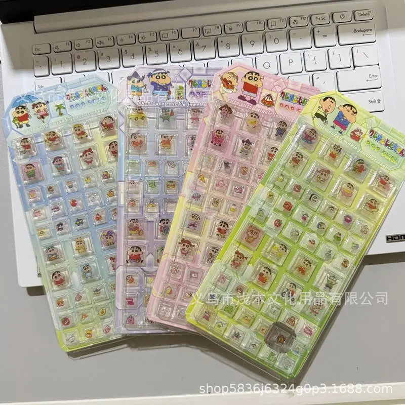 

New Crayon Shin-Chan 3d Square Solid Cartoon Button Stickers Kawaii Funny Student Stationery Reward Decor Gift
