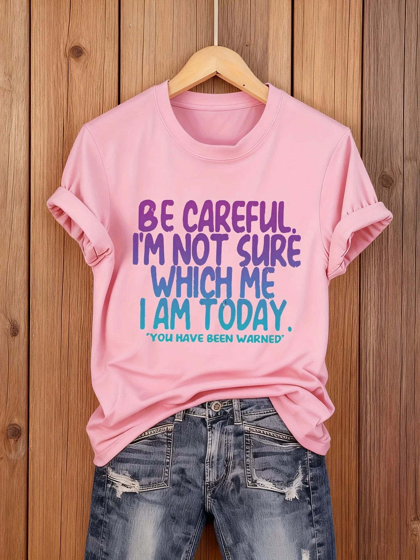 Be Careful Which Me I Am Today Printed Women's T-shirt Funny Sassy Graphic Casual Bold Summer Casual Top Women's Clothing