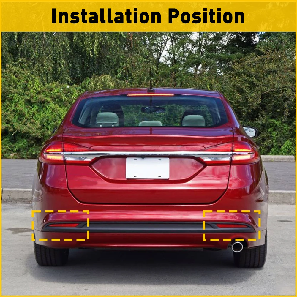 AUXITO 2Pcs Car Back Rear Bumper Reflector Light Lamp Case for Ford Fusion 2018 2017 2016 2015 2014 2013 Accessories