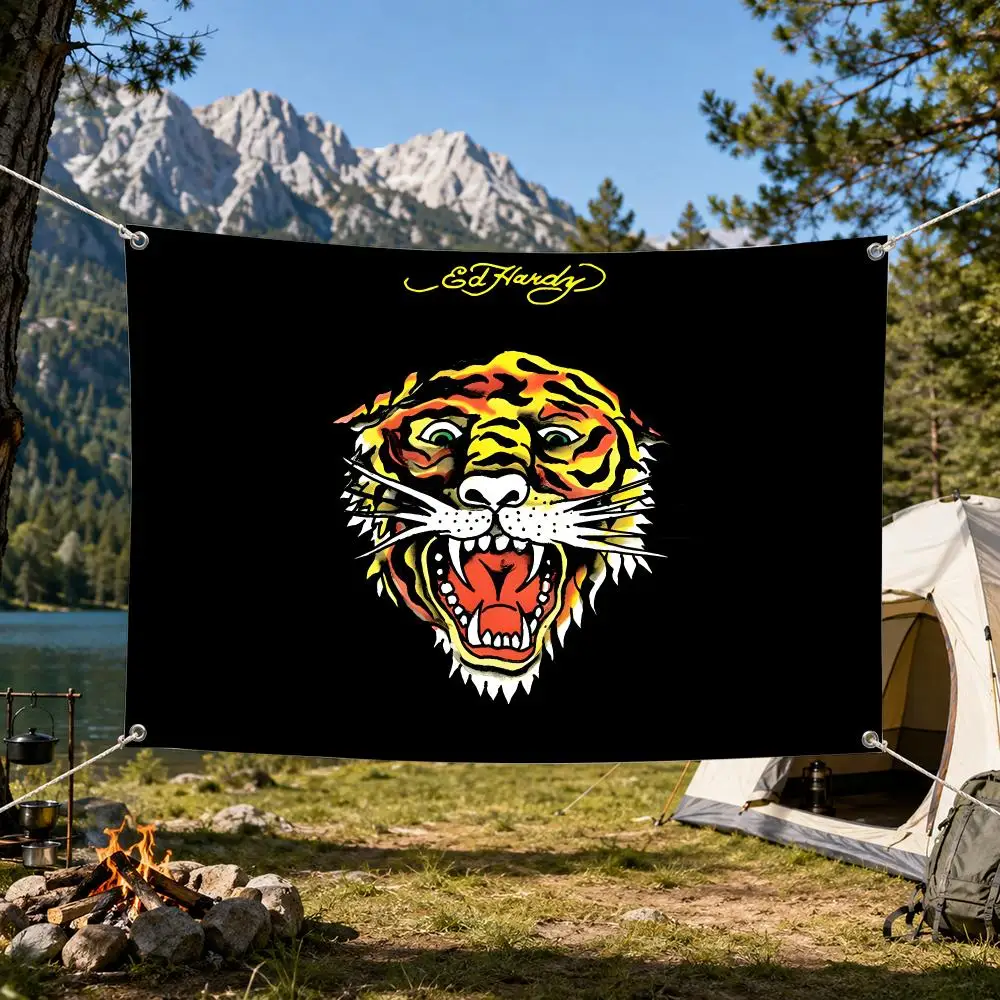 Fashion E-Ed H-Hardy-Y Flags Aesthetic Wall Tapestry Printed Wall Hanging Living Room Party Outdoor Decor