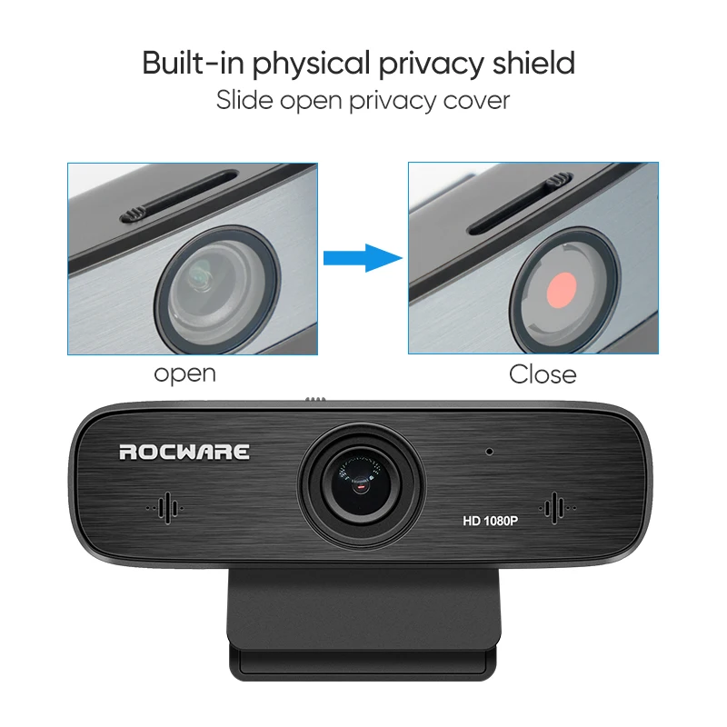 Imagem -06 - Rocware Rc19 1080p Mini Webcam hd Completo com Microfone Usb Conferência de Vídeo da Câmera Web para Computador Portátil