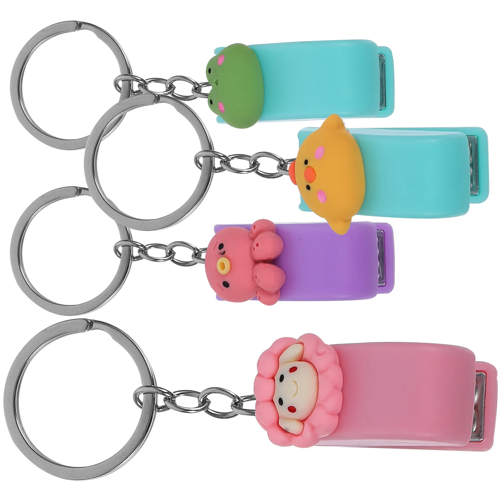 

4Pcs Cartoon Animal Staplers Portable Office School Paper Stapler Keychains Multipurpose Desk Accessories Student Gift