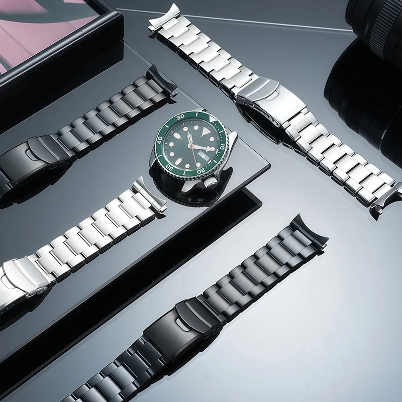 22mm-アークマウススチールストラップアクセサリー-セイコーno用-5-srpd51k1-65k1-53k1-61k1-63k1-55k1-ステンレススチール製ストラップとブレスレット