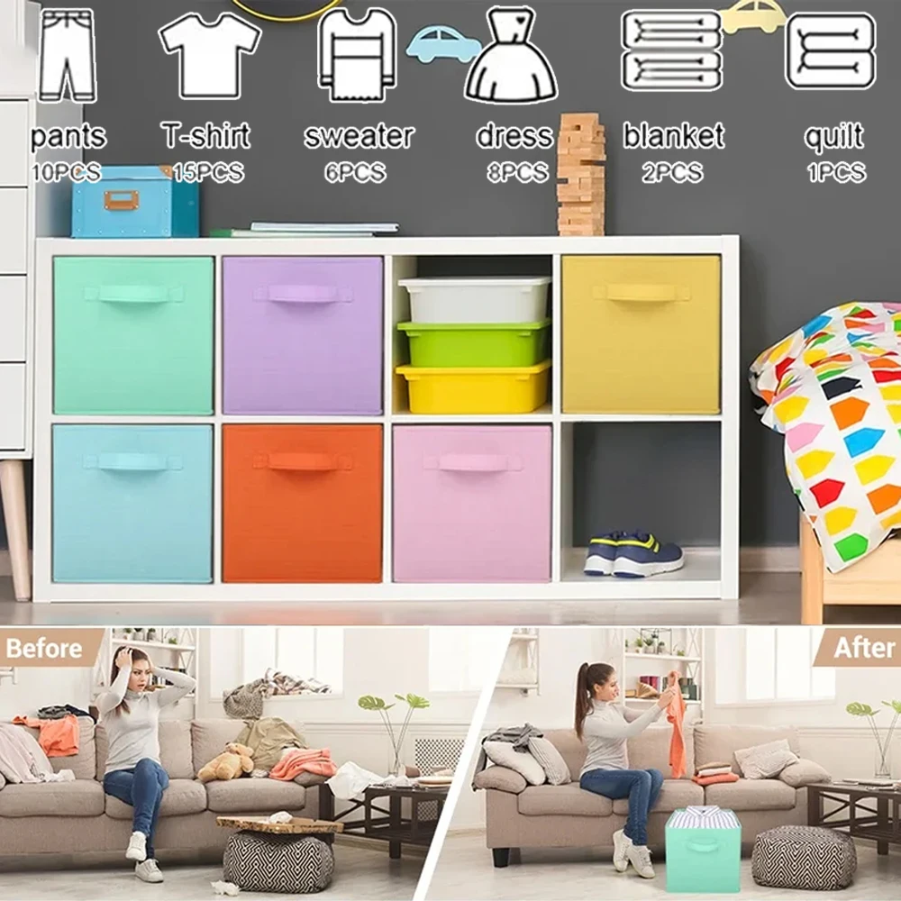 

1PC Collapsible Cube Storage Box Kid Toy Storage Organizer Non Woven Fabric Storage Bin Cabinet Drawer Organization Home Supplie