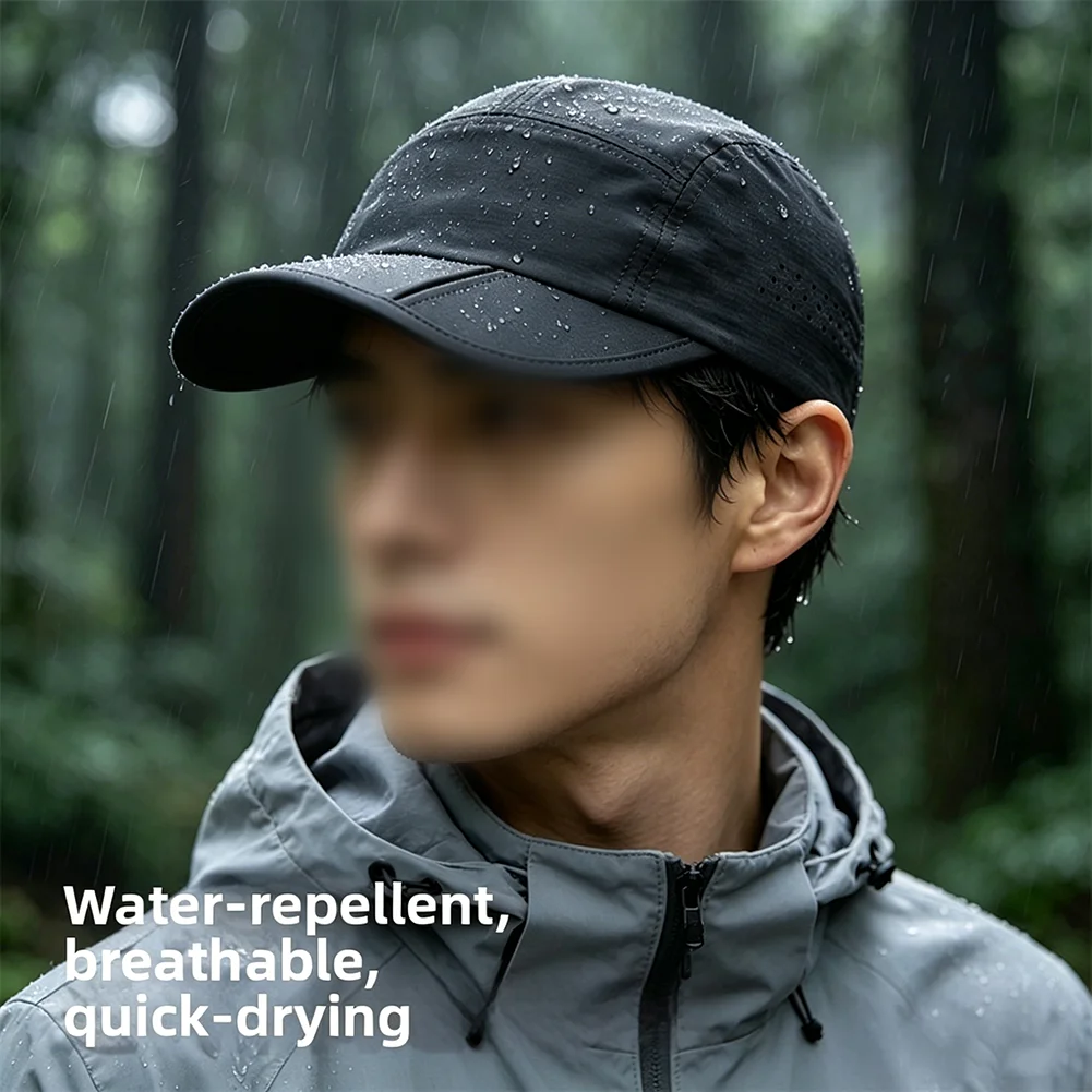 

1pc Sun Hat UPF50+ Summer Men Breathable Quick-dry Waterproof Foldable Peaked-Cap Outdoor Running Fishing Sunscreen Hat