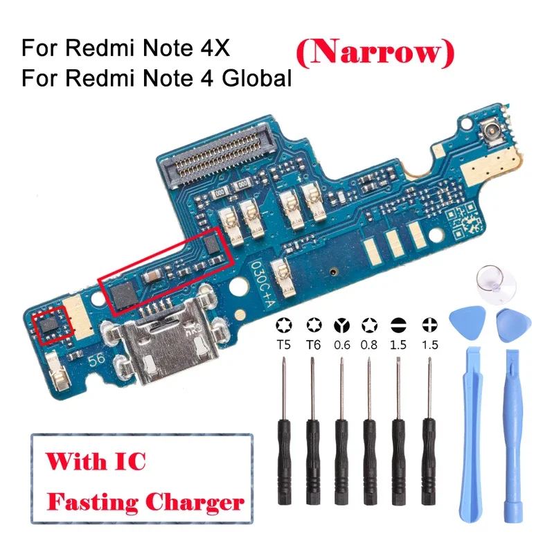 

1PCs USB Charging Port Motherboard Flex Cable With Microphone For Redmi Note 4x Note 4 Global Dock Charger Connector Flex