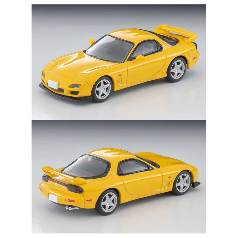 Takara tomy tomica 1/64 TLV-N267d/e mazda RX-7 motor de liga amarela e branca presente de metal fundido