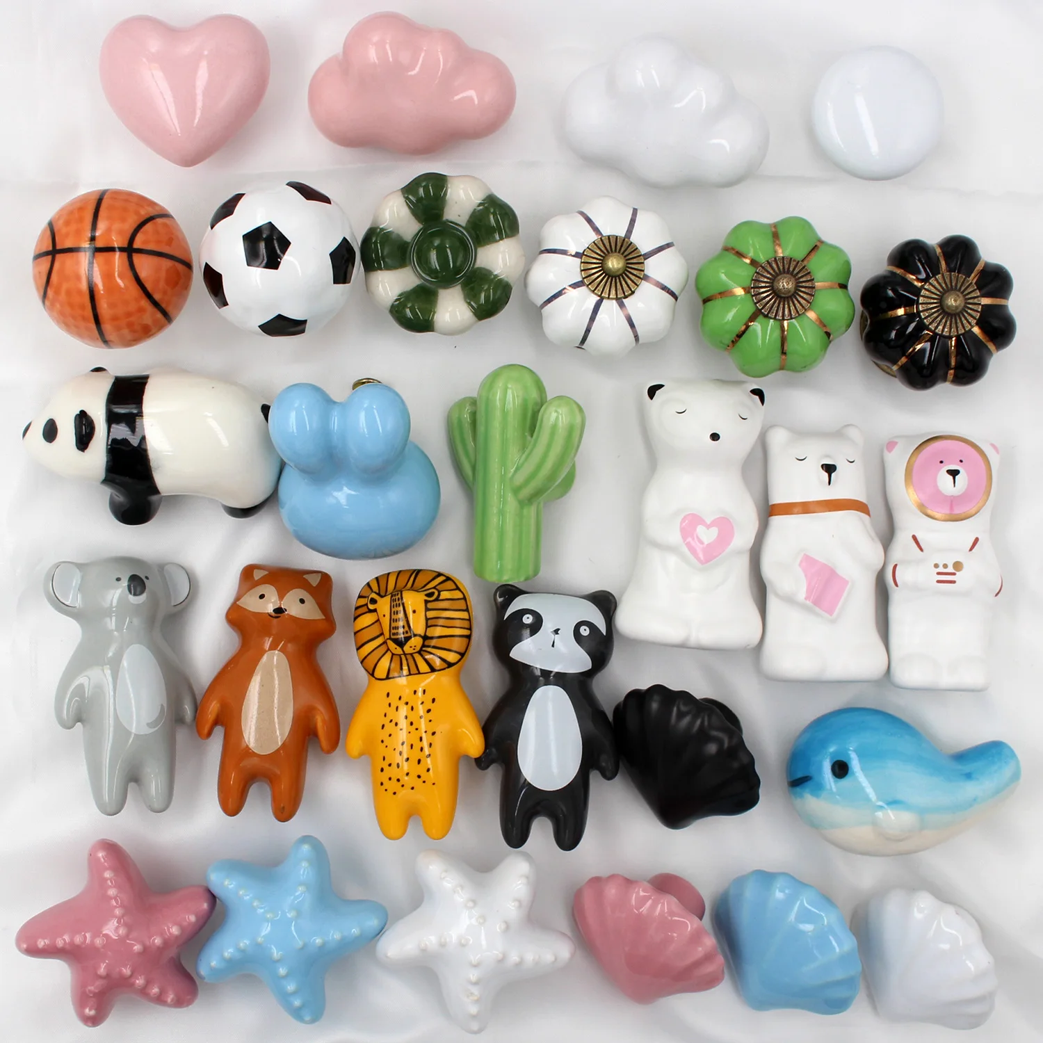 Cute Animal Knobs Kids Handles Ceramic Child Drawer Pulls Cabinet Lovely Cupboard for Nursery Room Bedroom Kitchen Door Dressers