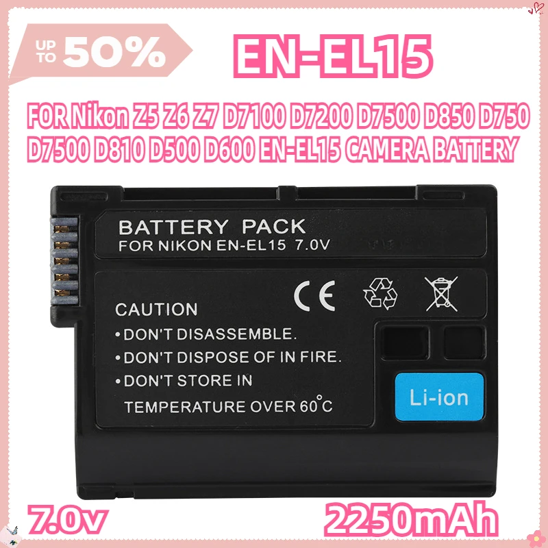 

FOR Nikon Z5 Z6 Z7 D7100 D7200 D7500 D850 D750 D7500 D810 D500 D600 2550mAh EN-EL15 CAMERA BATTERY