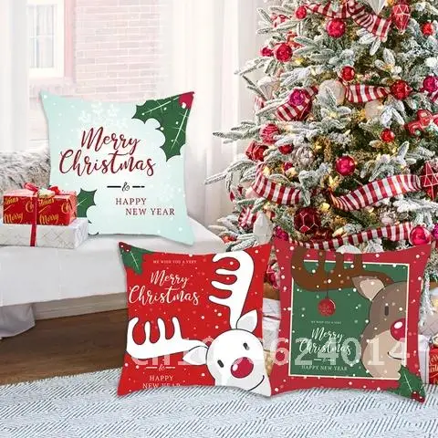 Joyful Xmas Pillowcase Home Decor 2021 Festive Ornament Christmas Noel Navidad New Year Presents